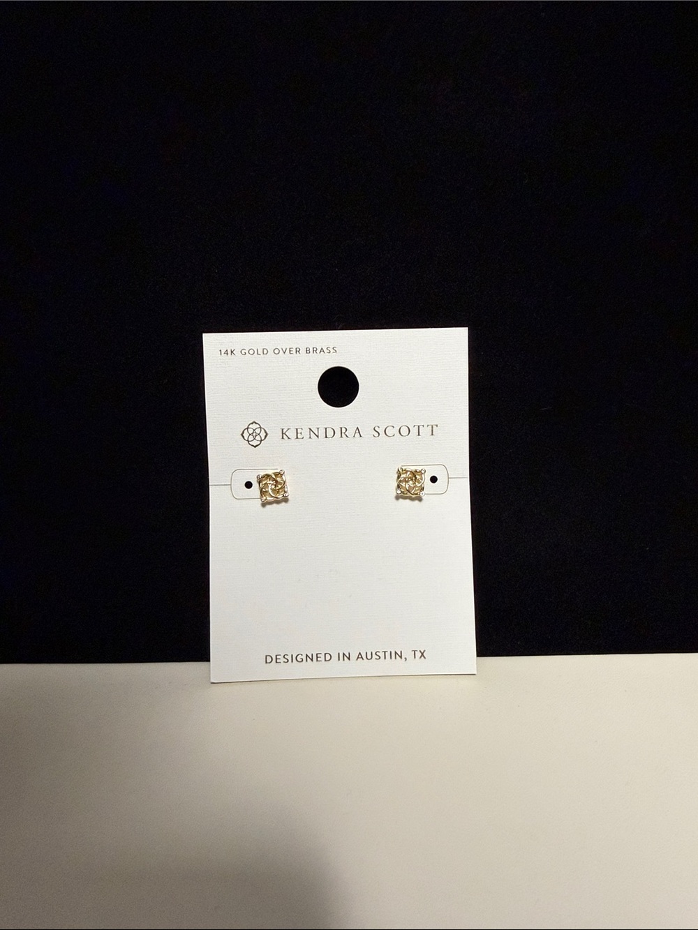 Kendra Scott NWT Flagship 14K Gold Over Brass Filigree Logo Stud Earrings